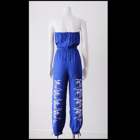 Vintage Blue Rayon 80s Jumpsuit - Picture 2 of 4